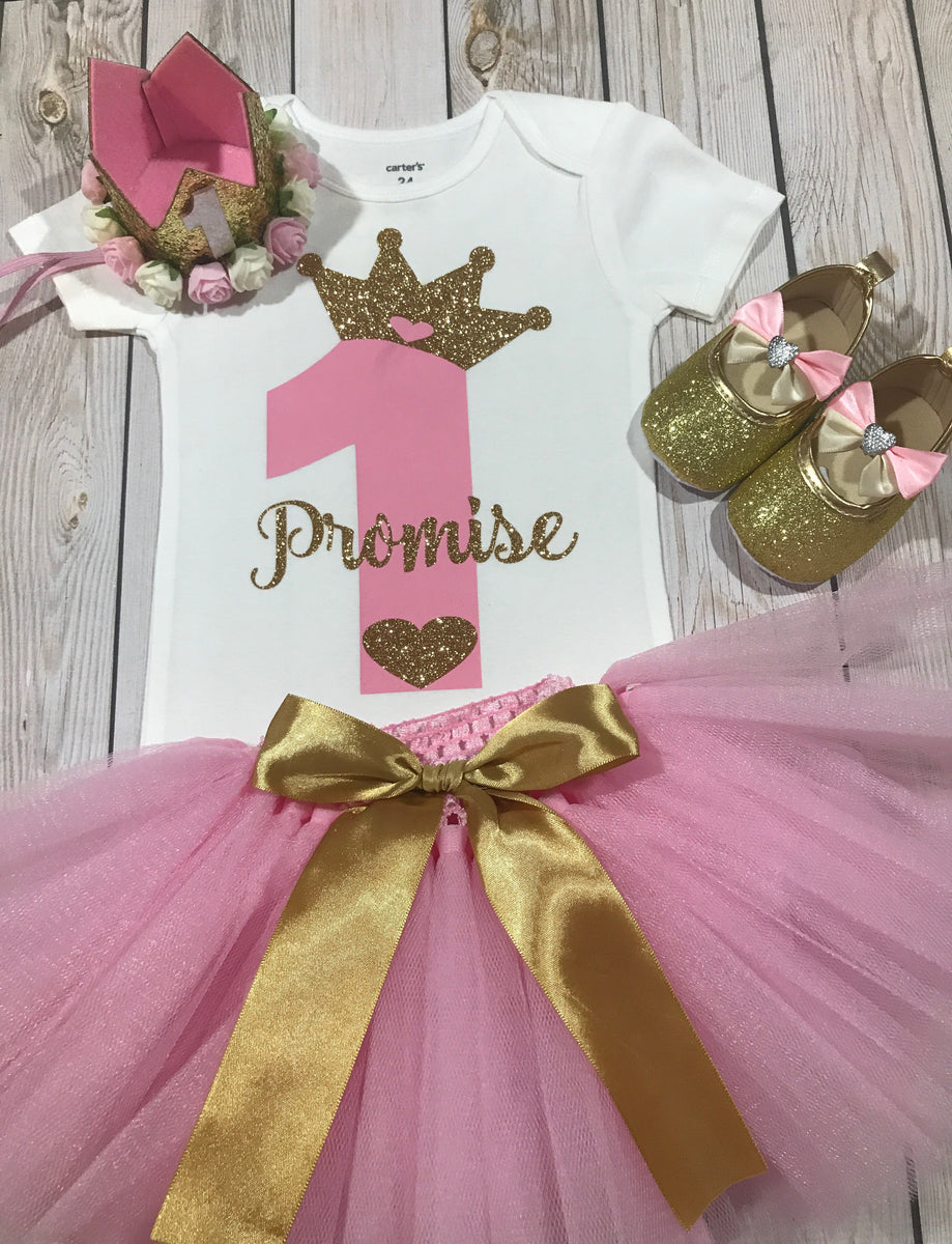  Baby girl princess birthday outfit First birthday outfit  toddler girl princess dress peach tutu and headband customized birthday  outfit : Handmade Products