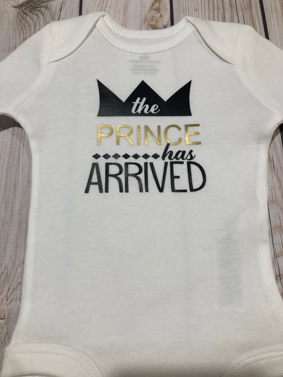 Baby boy the prince has arrive bodysuit, newborn baby boy coming home ...